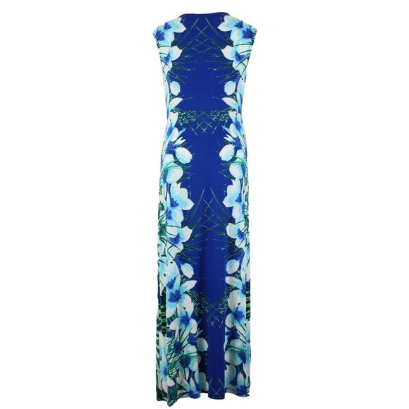 Apt 9 Dress $50 Sz XL Blue Multi Color Floral Knit Maxi Rayon Spandex Dress - Picture 9 of 16